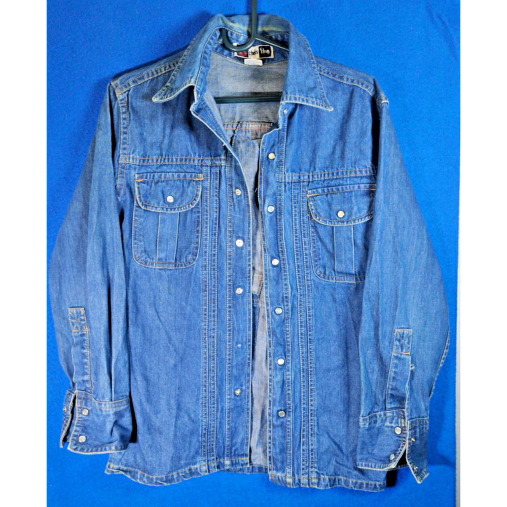 VTG 70s Chess King Denim Shirt Jacket Women’s Medium Pearl Snap Western Hippie